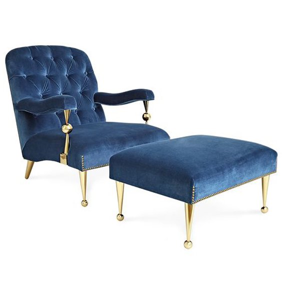 Кресло Jonathan Adler Caracas Chair Латунь Синий Кресло Jonathan Adler Caracas Chair Латунь Синий в Саратове | Loft Concept