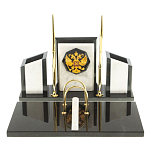 Настольный письменный набор из мрамора и змеевика с гербом России Marble Accessory варинант исполнения - 1 | Loft Concept в Саратове