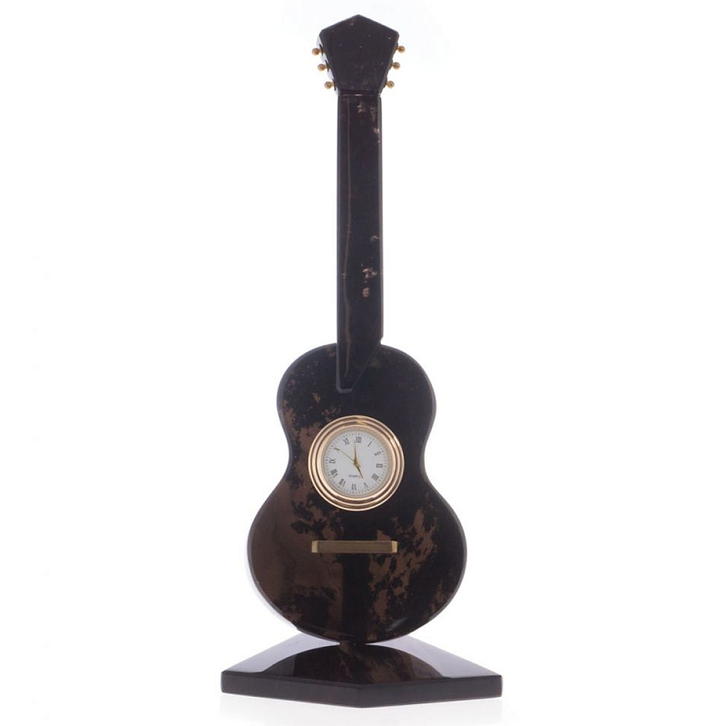 Часы настольные в виде гитары из натурального камня Обсидиан Stone Clock Коричневый Черный Часы настольные в виде гитары из натурального камня Обсидиан Stone Clock Коричневый Черный в Саратове | Loft Concept