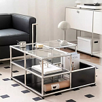 Дизайнерский журнальный стол квадратный с полками Akydy варинант исполнения - 3 | Loft Concept в Саратове