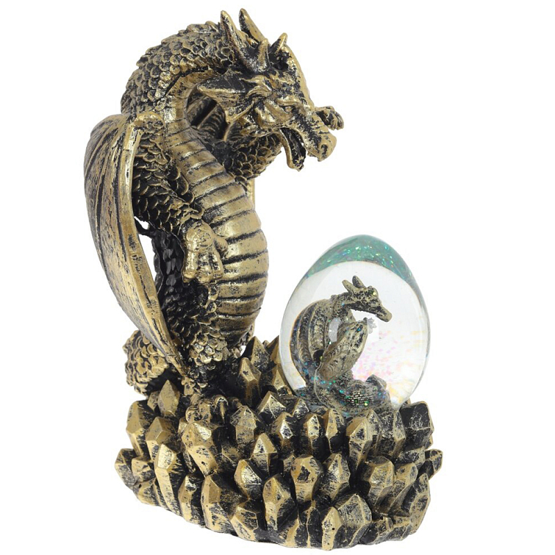 Декоративная статуэтка Дракон и стеклянное яйцо Dragon and Glass Egg Gold Black Золотой Черный Прозрачное Стекло Декоративная статуэтка Дракон и стеклянное яйцо Dragon and Glass Egg Gold Black Золотой Черный Прозрачное Стекло в Саратове | Loft Concept