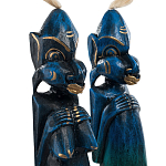 Комплект из 2-х деревянных статуэток Asmat Straw Headdress Statuettes Blue варинант исполнения - 9 | Loft Concept в Саратове