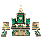 Настольный письменный набор из малахита и долерита с декором в виде герба России Leader Organizer варинант исполнения - 1 | Loft Concept в Саратове