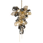 Люстра подвесная вытянутой формы с плафонами из стекла и металла с двумя вертикальными подвесками Gilded Mirage  варинант исполнения - 1 | Loft Concept в Саратове