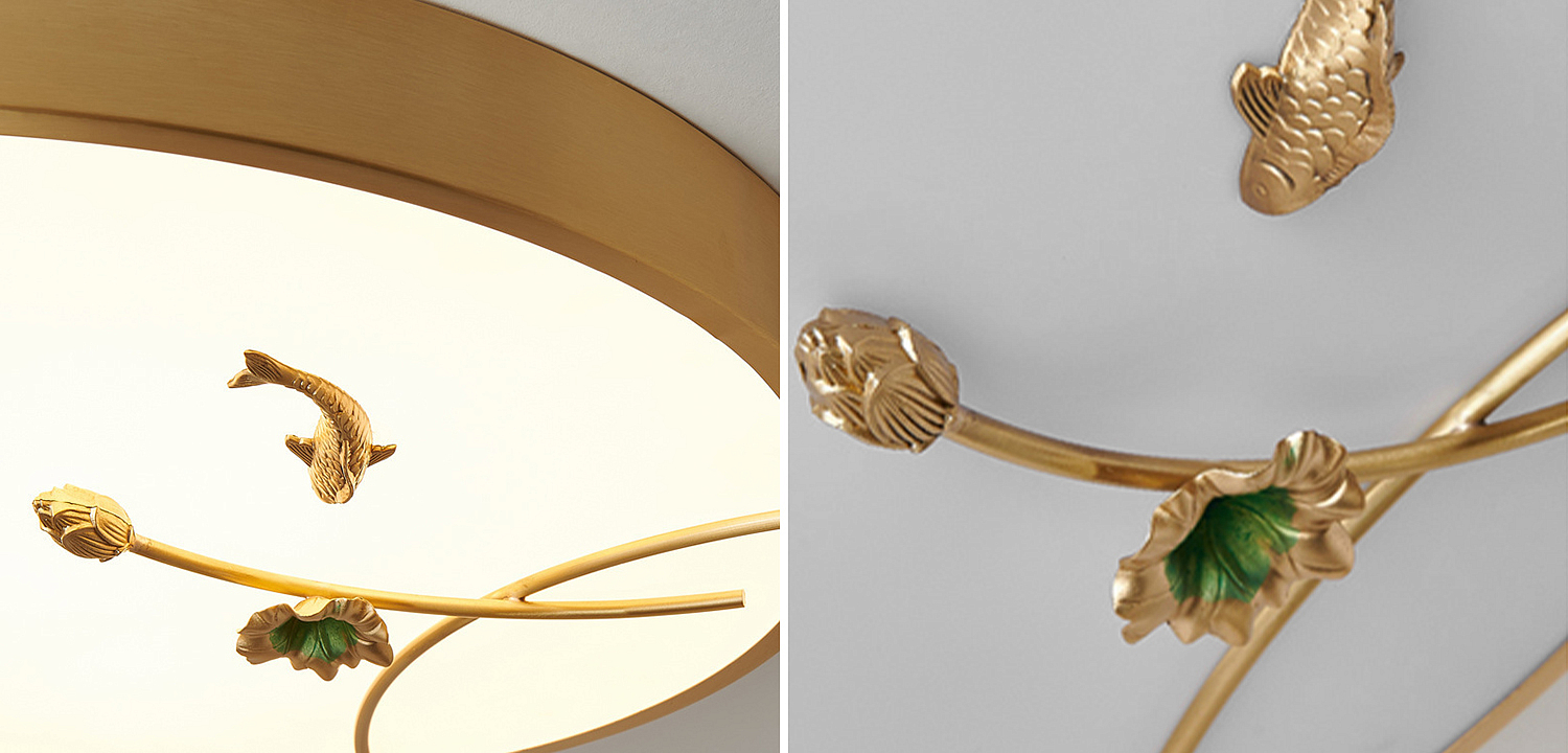 Круглый потолочный светильник Gold Fish Round Ceiling Lamp Золотой Круглый потолочный светильник Gold Fish Round Ceiling Lamp Золотой - Loft-Concept в Саратове