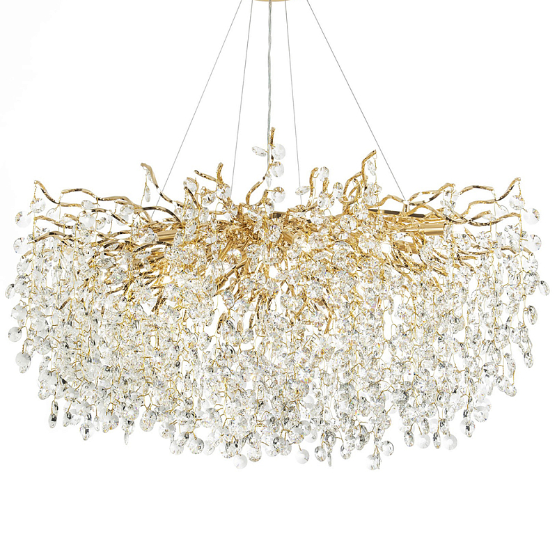 Люстра с хрустальными подвесками на металлических ветках Fairytree Light Gold Chandelier 18 Золотой Прозрачный Люстра с хрустальными подвесками на металлических ветках Fairytree Light Gold Chandelier 18 Золотой Прозрачный в Саратове | Loft Concept