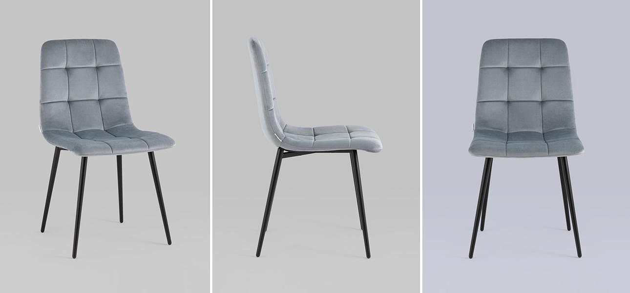 Стул NANCY Chair Серо-Голубой Велюр Стул NANCY Chair Серо-Голубой Велюр - Loft-Concept в Саратове