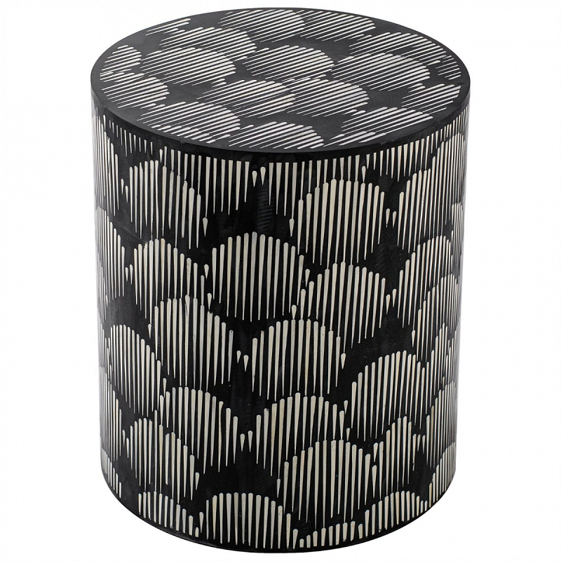 Табурет Black&white Indian Bone Inlay stool Черно-белый в Саратове | Loft Concept 