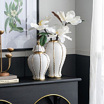 Ваза с золотыми полосами на белом фоне Chinoiserie Ceramics варинант исполнения - 1 | Loft Concept в Саратове