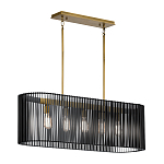 Люстра подвесная овальной формы с металлическим решетчатым абажуром матово-черного цвета и 5 лампами Kichler варинант исполнения - 2 | Loft Concept в Саратове