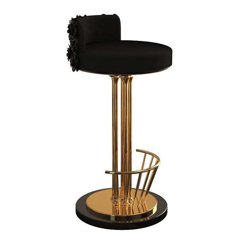 Барный стул Pilar Bar Stool Глянцевое золото Черный Барный стул Pilar Bar Stool Глянцевое золото Черный в Саратове | Loft Concept