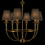 Люстра на металлическом основании бронзового цвета с 6-ю черными конусовидными абажурами Dignity варинант исполнения - 7 | Loft Concept в Саратове