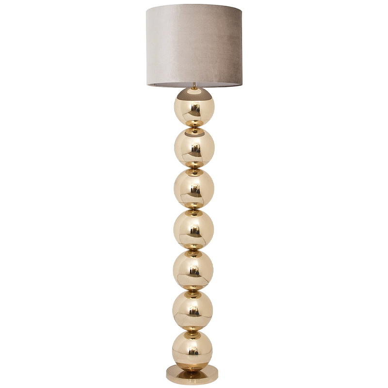 Торшер с основанием в виде сфер Balance Floor Lamp Gold Бежево-серый Золотой Торшер с основанием в виде сфер Balance Floor Lamp Gold Бежево-серый Золотой в Саратове | Loft Concept