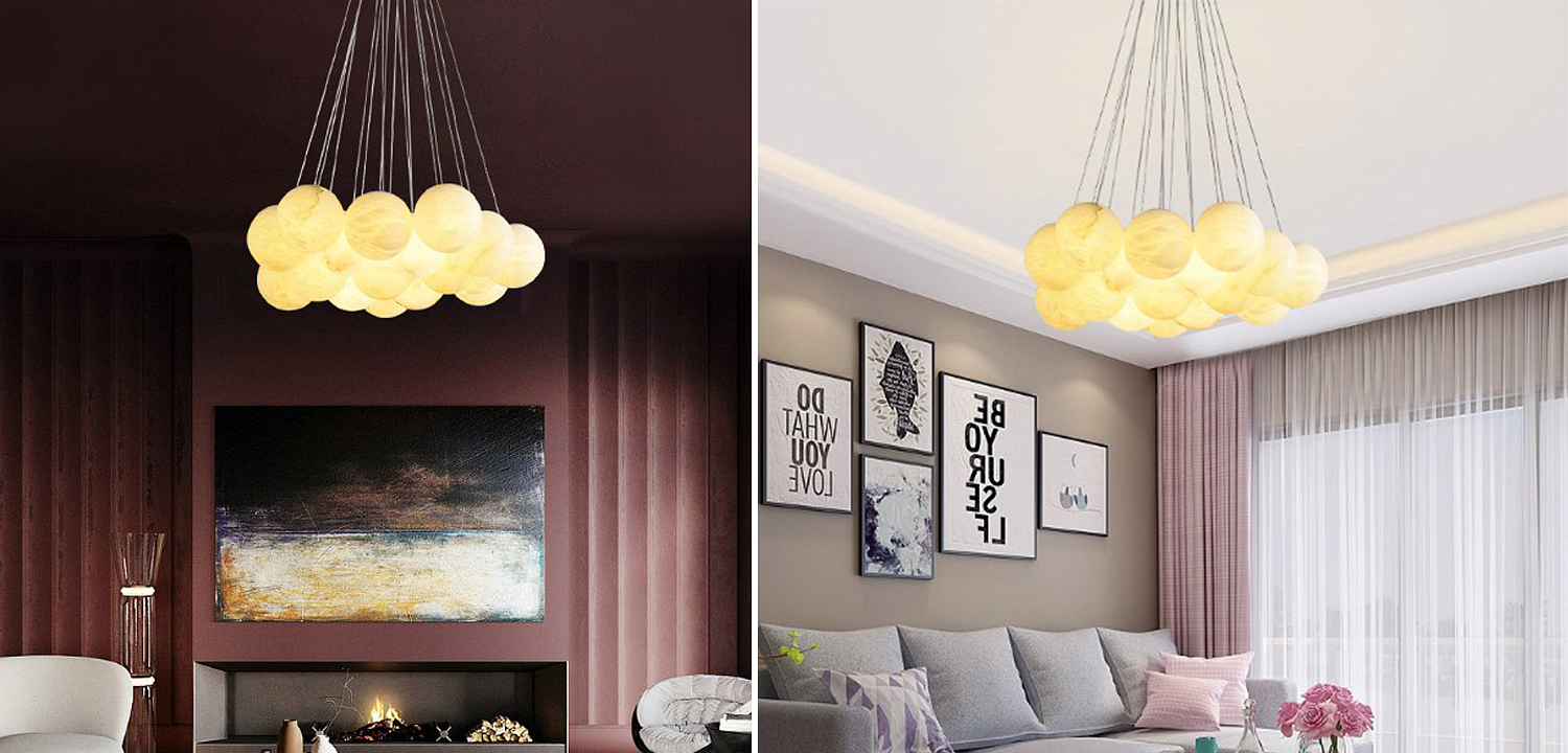 Каскадный Cветильник 16 Шариков из натурального мрамора Marble Balls Lamp Каскадный Cветильник 16 Шариков из натурального мрамора Marble Balls Lamp - Loft-Concept в Саратове