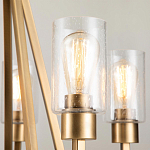 Люстра цвета латунь с 5-ю цилиндрическими плафонами из прозрачного пузырчатого стекла Kichler варинант исполнения - 4 | Loft Concept в Саратове