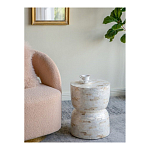 Приставной столик с мозаичным рисунком из раковин устриц Bone Inlay варинант исполнения - 6 | Loft Concept в Саратове