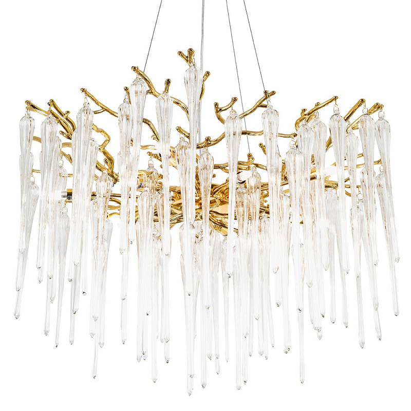 Люстра с хрустальными подвесками Frozen Drops Chandelier Gold 10 Золотой Прозрачный Люстра с хрустальными подвесками Frozen Drops Chandelier Gold 10 Золотой Прозрачный в Саратове | Loft Concept