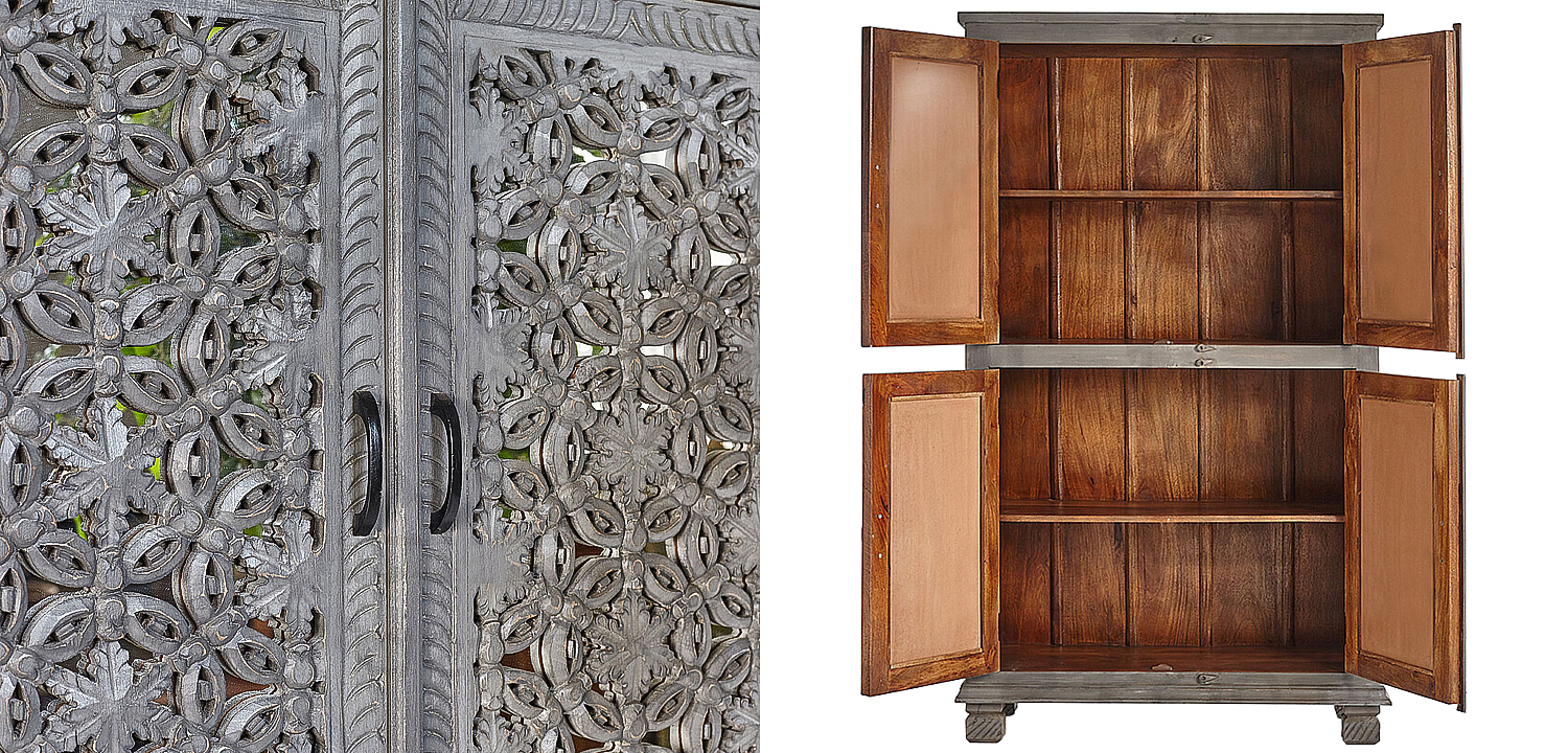 Шкаф Indian Antique White Furniture Cupboard Advik серый Шкаф Indian Antique White Furniture Cupboard Advik серый - Loft-Concept в Саратове