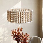 Люстра в форме цилиндра с вставками из деревянных бусин Wooden Beads варинант исполнения - 6 | Loft Concept в Саратове