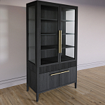 Витрина Primo со стеклянными фасадами и буфетом шпон Черный дуб варинант исполнения - 3 | Loft Concept в Саратове