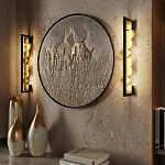 Бра вертикальное черного цвета с золотыми кругами и квадратами Gravyura варинант исполнения - 6 | Loft Concept в Саратове