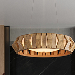 Люстра круглая из толстых деревянных реек Wooden Slats варинант исполнения - 5 | Loft Concept в Саратове