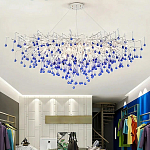 Люстра овальная с синими стеклянными подвесками в форме капель FAIRYTREE Light варинант исполнения - 4 | Loft Concept в Саратове