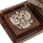 Настольный письменный набор с часами в виде пирамиды из природного камня обсидиана Pyramid of Time варинант исполнения - 3 | Loft Concept в Саратове