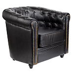 Кресло кожаное с мягкими подлокотниками на 4-х деревянных ножках Logan Leather Armchair black варинант исполнения - 1 | Loft Concept в Саратове