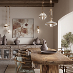 Подвесной светильник с прямоугольными и овальными элементами и акцентом из натурального камня Tectona  варинант исполнения - 7 | Loft Concept в Саратове