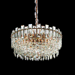 Круглая люстра с хрустальными подвесками на золотистом каркасе Gorgeous Crystal Light варинант исполнения - 6 | Loft Concept в Саратове