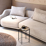 Стол журнальный круглый со столешницей из стекла Gold and Black Marble варинант исполнения - 5 | Loft Concept в Саратове