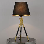 Настольная лампа с коричневым тканевым абажуром Black Tripod варинант исполнения - 1 | Loft Concept в Саратове