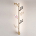 Бра с золотистой вертикальной трубкой и декоративными прозрачными листьями из стекла Sylva  варинант исполнения - 2 | Loft Concept в Саратове
