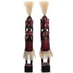 Комплект из 2-х деревянных статуэток Asmat Straw Headdress Statuettes Red варинант исполнения - 5 | Loft Concept в Саратове