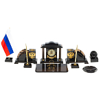 Настольный письменный набор с часами из природного камня обсидиана National Еmblem варинант исполнения - 1 | Loft Concept в Саратове