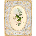 Декоративный постер с изображением птиц в раме с рельефным растительным узором Blooming Birds Poster варинант исполнения - 9 | Loft Concept в Саратове