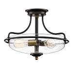 Потолочный светильник со стеклянным плафоном на изогнутых кронштейнах Quoizel  варинант исполнения - 15 | Loft Concept в Саратове