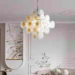 Люстра  с каскадом из круглых декоративных элементов  White Clear Glass Chandelier варинант исполнения - 3 | Loft Concept в Саратове