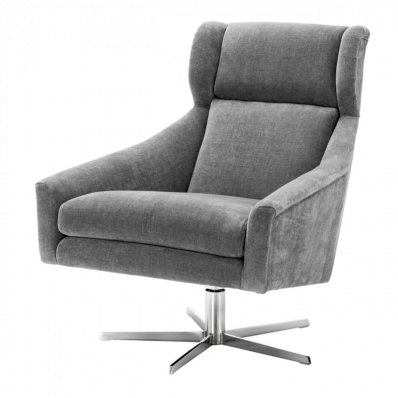 Кресло Eichholtz Swivel Chair Nara Никель Серый Кресло Eichholtz Swivel Chair Nara Никель Серый в Саратове | Loft Concept