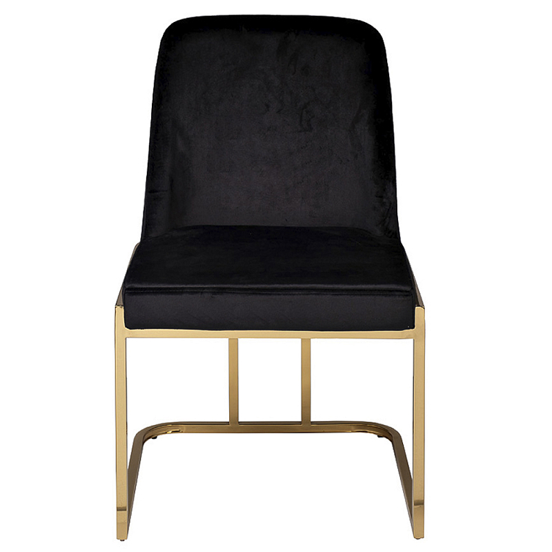 Стул обеденный велюровый черный с золотым каркасом Nobility Черный Золотой в Саратове | Loft Concept 