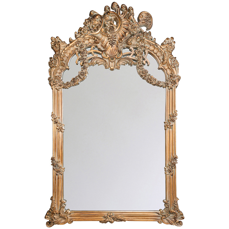 Зеркало настенное в ажурной раме с эффектом старины Classic Ornament Mirror Светло-коричневый  в Саратове | Loft Concept 