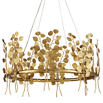 Люстра круглая золотая с декором в виде веток эвкалипта Eucalyptus Branches варинант исполнения - 1 | Loft Concept в Саратове