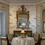 Обои ручная роспись Fishes Blue Pearl on Tarnished Silver gilded silk with pearlescent antiquing варинант исполнения - 6 | Loft Concept в Саратове