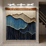 Текстильный Арт-объект на стену ручной работы из веревок Blue Mountains варинант исполнения - 2 | Loft Concept в Саратове