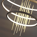 Люстра подвесная с 3-мя круглыми подвесами в черном и золотистом цвете и вертикальными подвесками Ring Horizontal варинант исполнения - 3 | Loft Concept в Саратове