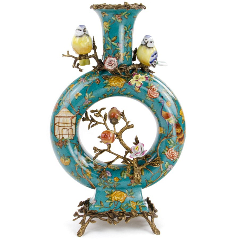 Фарфоровая ваза Vase with Hole Бирюзовый Бронза Фарфоровая ваза Vase with Hole Бирюзовый Бронза в Саратове | Loft Concept