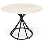 Стол обеденный с круглой керамической столешницей песчаного цвета Sand Ceramics варинант исполнения - 1 | Loft Concept в Саратове