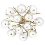 Потолочная люстра круглая ветвистыми бронзовыми элементами и стеклянными рифлеными дисками Textured Glass Chandelier варинант исполнения - 1 | Loft Concept в Саратове