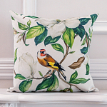 Декоративная подушка бежевая с изображением птица в саду Blooming Birds варинант исполнения - 2 | Loft Concept в Саратове
